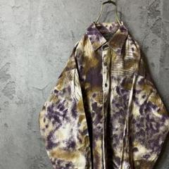 激レア 古着 総柄シャツ コーデュロイシャツ マルチカラー 紫パープル 菅田将暉