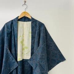 個性派 陣羽織 幾何学 パターン アート 着物 青 奇抜 レトロ 派手 和柄