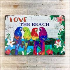 新品未使用　南国系ブリキ看板　LOVE THE BEACH ハワイアンイメージ