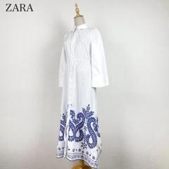 国内発送★ZARA★刺繍入り*シャツワンピース 刺繍入りシャツワンピース ZW COLLECTION - ブラック | ZARA