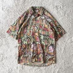 海外古着 90s GIORGIO FATTORE 半袖シャツ コットン 総柄 M