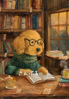 951 オリジナル アニマルステッカー 動物 プードルの読書 4枚