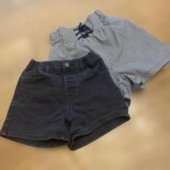 ブラックデニム　ギンガムチェック　ショートパンツ　2点セット