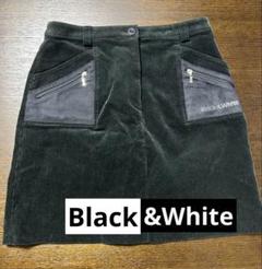 黒 コーデュロイ スカート Black&White GOLF用