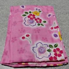 浴衣単品　小中学生くらい　ピンクさくらんぼ　花柄　帯無し
