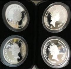 ツバル　5ドル銀貨　先史時代の動物　恐竜シリーズ　2oz　純銀メダル　4枚セット ツバル 5ドル銀貨 先史時代の動物 恐竜シリーズ 2oz 純銀メダル
