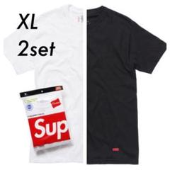 XL Supreme Hanes tangless Tシャツ 白黒 2枚セット