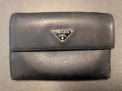 PRADA ブラックレザー 三つ折り財布 サフィアーノ 黒革財布