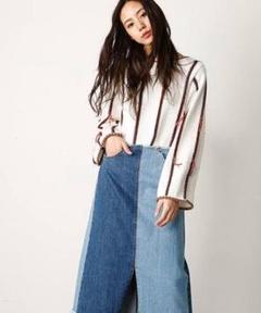 MOUSSY FRONT SLIT DENIM SK デニムスカート バイカラー