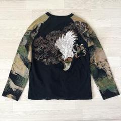 【圧巻のバッグ刺繍】花旅楽団 SCRIPT 鷲柄 長袖Ｔシャツ アメカジ M 男