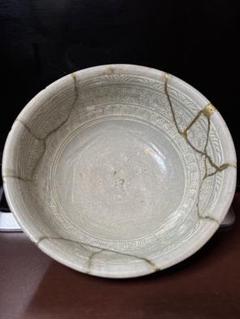 茶道　高麗青磁　黄仁哲　松岩窯　平茶碗 茶道高麗青磁黄仁哲松岩窯平茶碗
