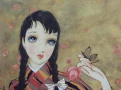 昭和レトロ、中原淳一【紅薔薇】、美少女、年代物・希少画集画 、新品高級額 額装付 昭和レトロ、中原淳一【紅薔薇】、美少女、年代物・希少画集画
