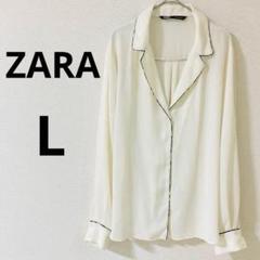 ZARA カットソー　シャツ　ブラウス　羽織り　シンプル　柄入り サイドスリット