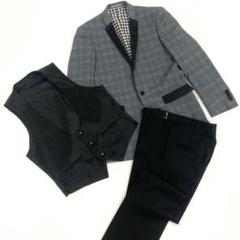 【美品】タキシード 結婚式 ROSSONERO ロッソネロ グレー チェック 黒