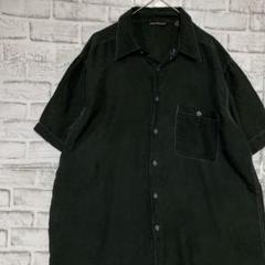 半袖シルクシャツ！アロハ　ブラックL 722