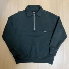 Stussy ダークグリーン 1/4ジップ トレーナー