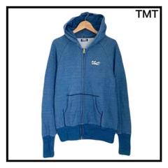 TMT　パーカー　ジップアップ　刺繍ロゴ　インディゴ　日本製　メンズ　長袖　M