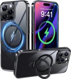 iPhone15ProMax ケース ブラック リング付き ワイヤレス充電