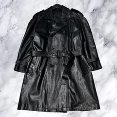 極美品　オールレザー　トレンチコート　ロング　ベルト　牛革　本革　L ブラック 2025年最新】レザートレンチコートの人気アイテム - メルカリ