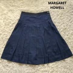 美品 マーガレットハウエル リネン マキシ丈 タックフレアスカート ブラック 1 MARGARET HOWELL - 美品 マーガレットハウエル リネン マキシ丈