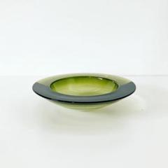 ササキガラス　竹内伝治　グリーンガラスボウル　ビンテージ雑貨　モダン　オブジェ