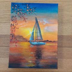 夢見多恵画　新作　原画　 一点物　風景画　12.7×17.8×1.5cm