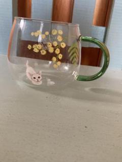 ハンドメイド　耐熱ガラスマグカップ　　 　　　　　　　☆白猫ちゃん☆