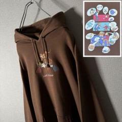 レフトアローン スウェットパーカー センターロゴ刺繍 バックプリント 人気L