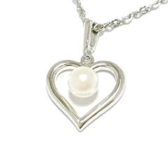 ミキモト♥パール 真珠 ネックレス ハート シルバー 小ぶり MIKIMOTO