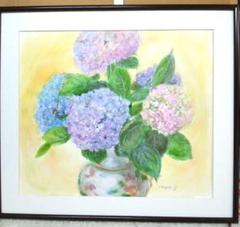 新作未発表のF10号 紫陽花保田三友紀の水彩画、木製新品額縁付き大幅値下げ m39026193863_1.jpg?1743409904