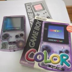 ゲームボーイカラー(クリアパープル)、ソフト(ドラクエ他)