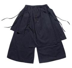 巻きスカート付き ワイドパンツ アシンメトリー 黒 フリーサイズ ユニセックス