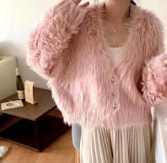 【新品】韓国レディース♡フェイクファーカーデ♡ピンク♡のサムネイル