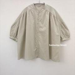 【美品】サマンサモスモス　スタンドネックループブラウス　グリーン