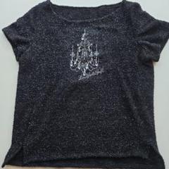 伊太利屋　サマーニット　シャンデリアビーズ装飾　ラメTシャツ　y04