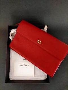 未使用級 DELVAUX デルヴォー 折財布 レッド シボ革 真贋済