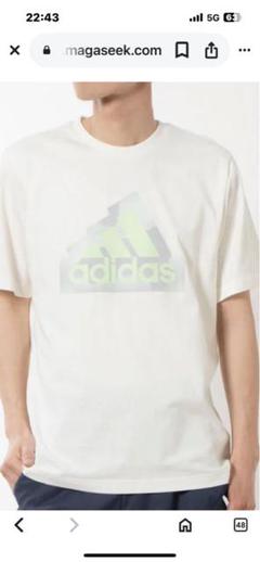 新品。タグ無しadidas ロゴ Tシャツ クリーム色XLサイズ