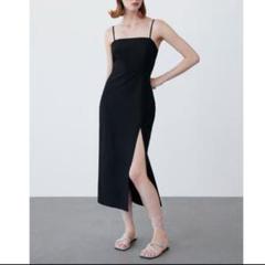 ZARA　ザラ　ブラック キャミワンピース スリット　タイトフィット