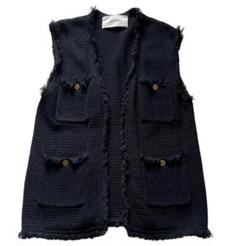 美品✨23SS アダワス ADAWAS ジレ ベスト サマーツィード 紺 ADAWAS サマーツィードニットベスト ジレ ネイビー（美品✨23SS