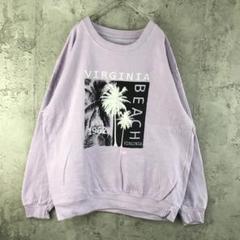 Y3164古着　トレーナー　スウェット　紫　90s Y2K