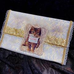 紙もの　チュール　トレペ　蛇腹ファイル　猫　ハンドメイド　お裾分けファイル