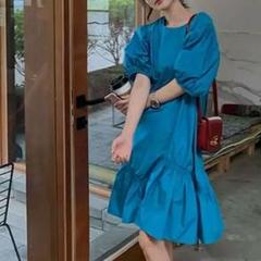 春夏ミニワンピース❤️パフスリーブで可愛くエレガント普段着デート女子会用