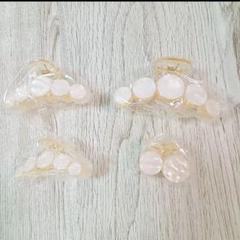 パール調バレッタ☆大小4個セット☆レディース☆キッズ