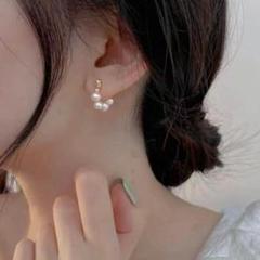 パールイヤリング フープ ゴールド バロックパール イヤーカフ 痛くない パール