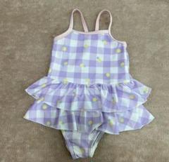 女の子用フリルワンピース水着(紫チェック)