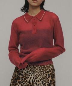 M TO R クロップドシアーポロシャツ　レッド　38