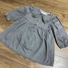 ZARA グレー フリル付き長袖ワンピース 2-3歳 95 98