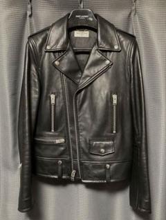 希少品　サンローラン　L01 スモーキングリップ　ヴィンテージ加工　ロゴ 17AW SAINT LAURENT ヴィンテージ加工 リブ レザージャケット