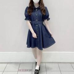 evelyn】2024ssデニムフリルオフショルダー ワンピース ブラック