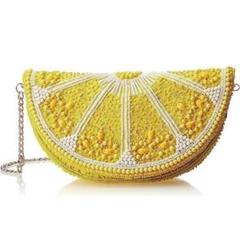 Mary Frances Beaded Tart Lemon Handbag, Yellow Fruit Design
